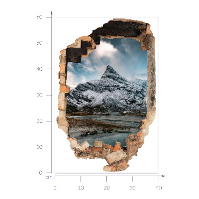 Samolepka díra ve zdi 3D 40x60 Horské panorama