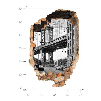 Samolepka díra ve zdi 3D 40x60 Městská krajina