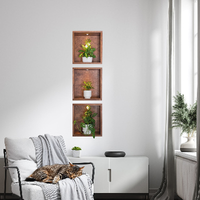 Samolepka na zeď 3D 17x60 Rostlinné výklenky