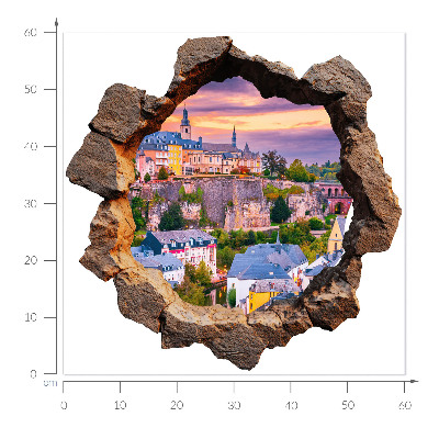 Samolepka díra ve zdi 3D 60x60 Kamenné okno