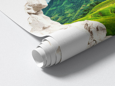 Samolepka díra ve zdi 3D 60x57 Zelené terasy