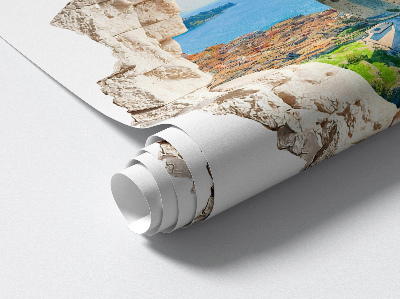 Samolepka díra ve zdi 3D 60x59 Hrad na útesu