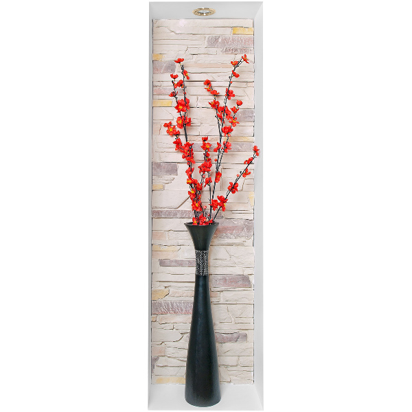 Samolepka na zeď 3D 18x60 Květiny a kameny