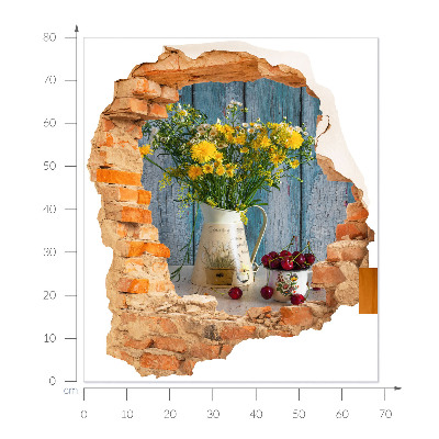 Samolepka díra ve zdi 3D 68x80 Venkovská krajina