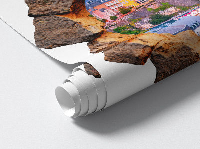 Samolepka díra ve zdi 3D 80x79 Kamenné okno