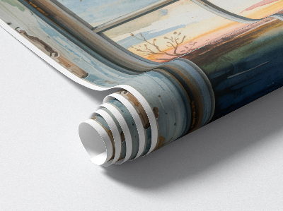 Fototapeta okno 3D 74x80 Akvarely oken