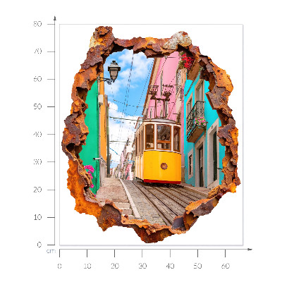 Samolepka díra ve zdi 3D 66x80 Nostalgická krajina