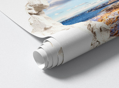 Samolepka díra ve zdi 3D 80x76 Zimní krajina