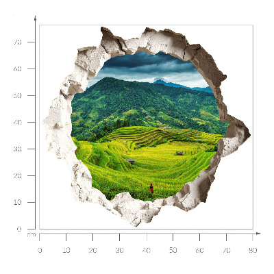 Samolepka díra ve zdi 3D 80x76 Zelené terasy