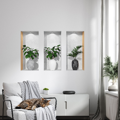 Samolepka na zeď 3D 80x50 Rostlinné výklenky