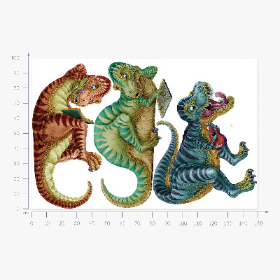 Samolepka na zeď 100x150 Dinosauři ve veselé kreslené verzi