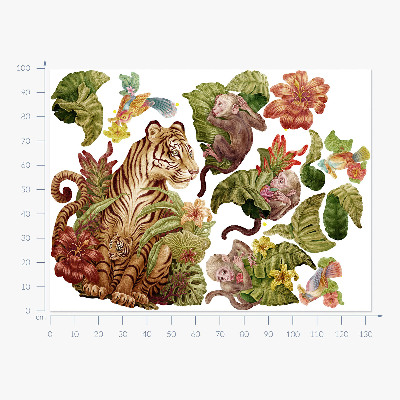 Nálepka 100x133 Safari v džungli s pastelovými zvířaty