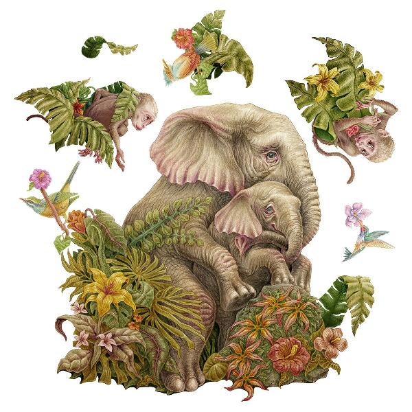 Nálepka 100x125 Safari s exotickými zvířaty a vegetací