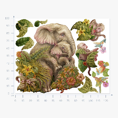 Nálepka 100x125 Safari s exotickými zvířaty a vegetací