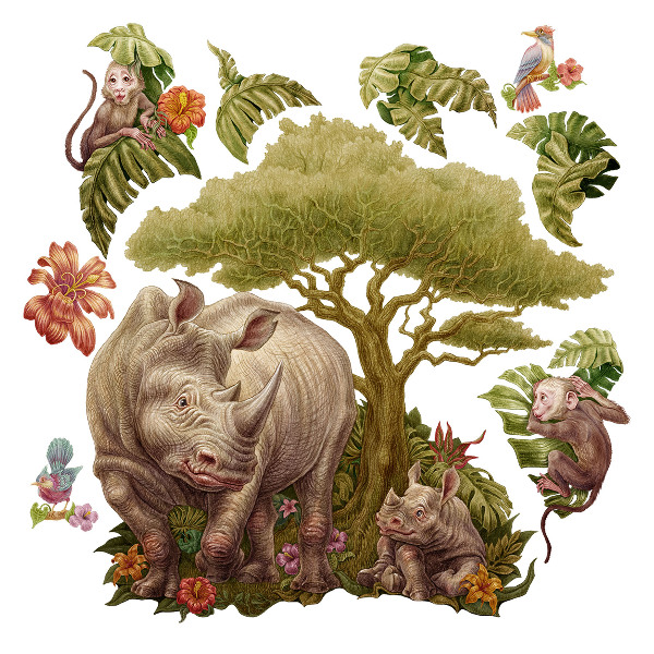 Nálepka 100x108 Divoké safari v pastelovém provedení