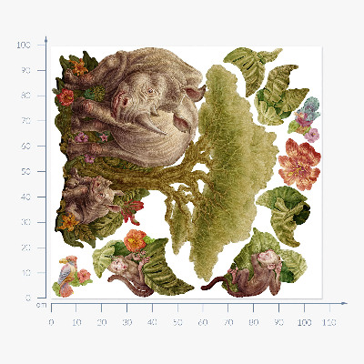 Nálepka 100x108 Divoké safari v pastelovém provedení