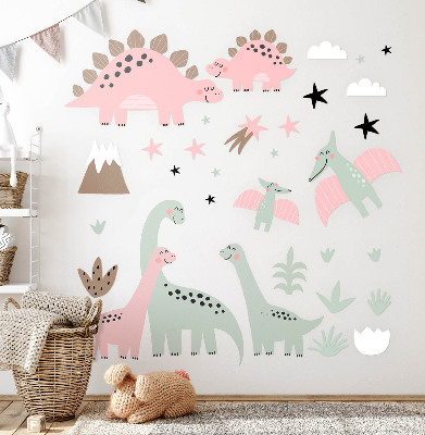 Samolepka na zeď 100x160 Dinosauři v pastelové džungli