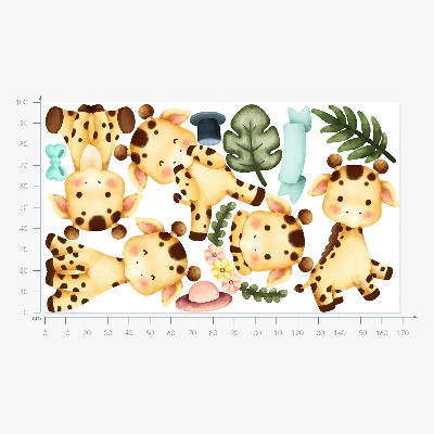 Nálepka 100x169 Pastelové žirafy ve stylu akvarelu safari