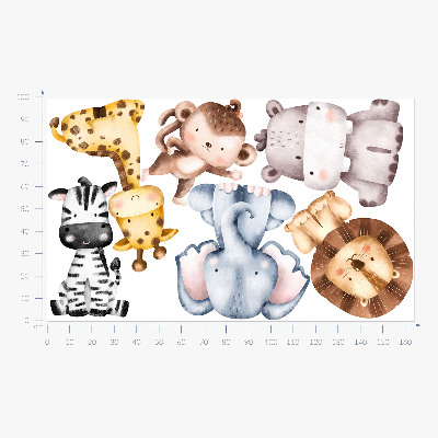 Samolepka na zeď 100x165 Safari zvířata v roztomilé pastelové estetice