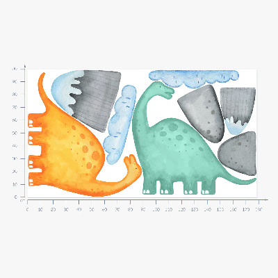 Samolepka 100x179 Dinosauři v pastelových akvarelových krajinách