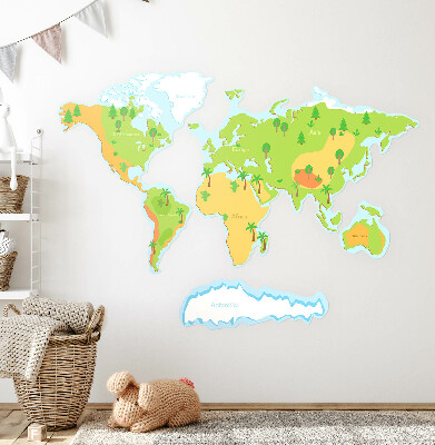 Nálepka na zeď 100x143 Mapa světa ve vzdělávacích pastelových obrysech