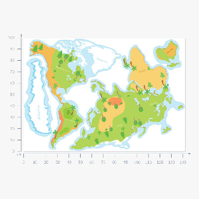 Nálepka na zeď 100x143 Mapa světa ve vzdělávacích pastelových obrysech