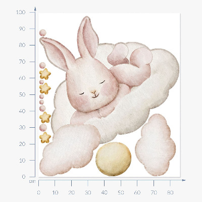 Nálepka 100x86 Zajíček na mraky a pastelové akvarely