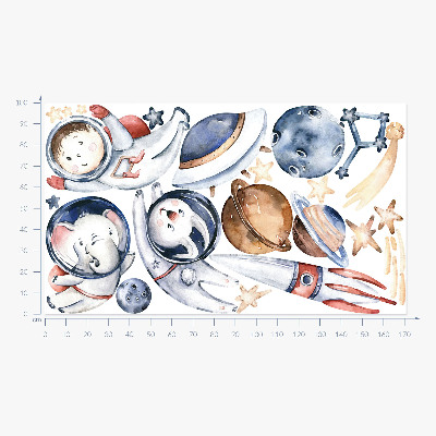 Samolepka 100x172 Malí astronauti v pastelovém prostoru
