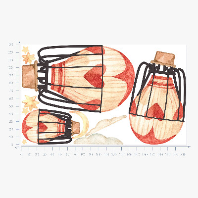Samolepka 130x214 Boho balónky a hvězdy ve stylu akvarelu