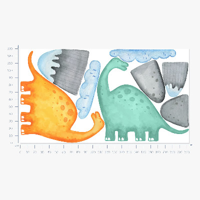 Samolepka 130x233 Dinosauři v pastelových akvarelových krajinách