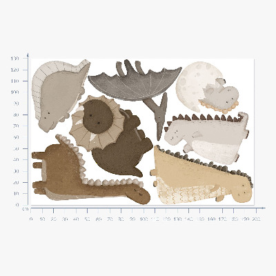 Samolepka na zeď 130x198 Pastelové roztomilé dinosaury v boho stylu