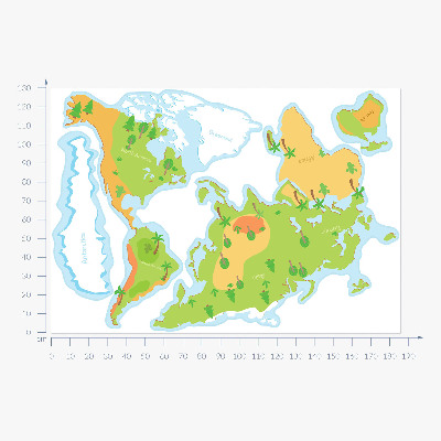 Nálepka na zeď 130x186 Mapa světa ve vzdělávacích pastelových obrysech