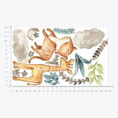 Samolepka 130x215 Rostliny a safari v pastelových odstínech