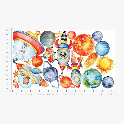 Nálepka 130x227 Barevná zvířata v prostoru akvarelu