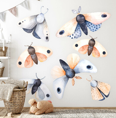 Samolepka 60x102 Pastelové můry v boho stylu s barevným hmyzem