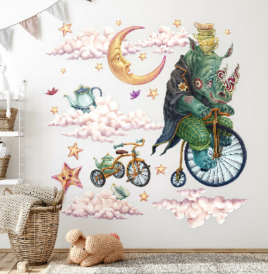Samolepka na zeď 60x78 Začarovaná říše zvířat v kresleném stylu
