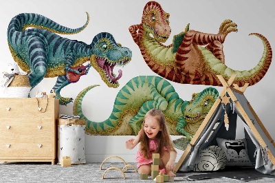 Nálepka na zeď 60x90 Dinosauři ve veselé kreslené verzi