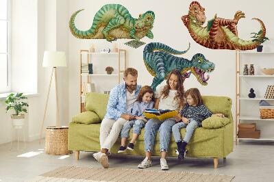 Nálepka na zeď 60x90 Dinosauři ve veselé kreslené verzi