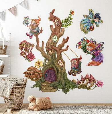 Samolepka 60x80 Lesní magie s vílami a trpaslíky