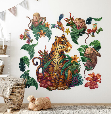 Nálepka 60x80 Safari v džungli s kreslenými zvířaty