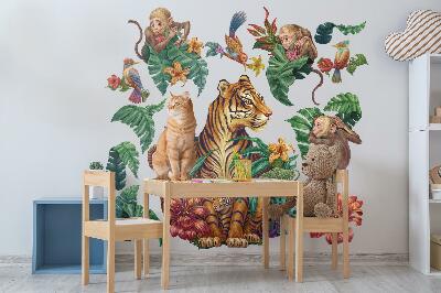 Nálepka 60x80 Safari v džungli s kreslenými zvířaty