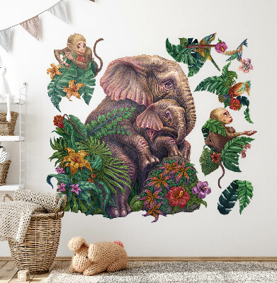 Nálepka 60x75 Divoká zvířata a tropy v kreslené verzi