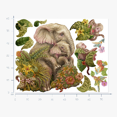 Samolepka 60x90 Safari s exotickými zvířaty a vegetací