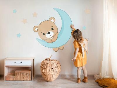 Nálepka 60x89 Roztomilý medvídek na pozadí měsíce a hvězd