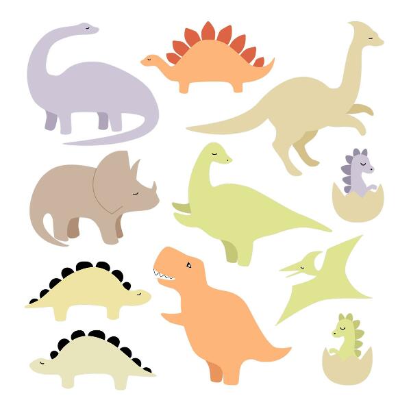Nálepka 60x108 Rozkošní pasteloví dinosauři