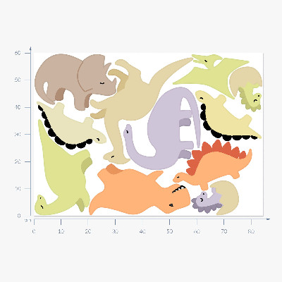 Nálepka 60x108 Rozkošní pasteloví dinosauři