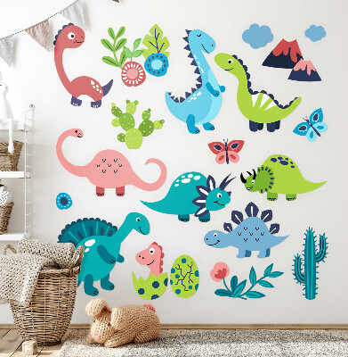 Samolepka 60x84 Veselí dinosauři v pastelové paletě