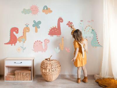 Samolepka na zeď 60x96 Pastelový svět dinosaurů v boho stylu