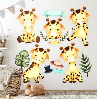 Samolepka 60x99 Pastelové žirafy ve stylu akvarelu safari