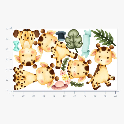 Samolepka 60x99 Pastelové žirafy ve stylu akvarelu safari
